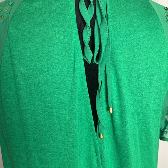 NWOT Leifnotes Kelly green cold shoulder beaded blossom top xs Nordstrom - Picture 8 of 15